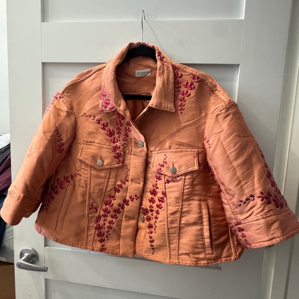 Dries Van Noten Coral Jacket with Magenta Embroidery size 38